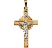 14K Two Tone Gold CRUCIFIX PENDANT