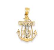 14k Two tone Mariners Cross Pendant