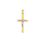 14k Two tone Crucifix Pendant