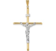 14k Two Tone Polished Jesus Crucifix Pendant