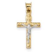 14k Two Tone Crucifix Pendant