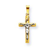 14k Two tone INRI Crucifix Pendant