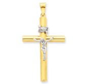 14k Two tone INRI Crucifix Pendant