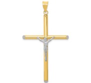 14k Two tone   Rhodium INRI Crucifix Pendant