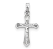 14k White Gold Polished INRI Crucifix Pendant