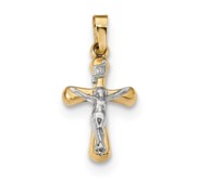 14k Polished INRI Rounded Crucifix Pendant