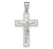 Sterling Silver Polished   Textured Crucifix Pendant