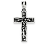 Sterling Silver Antiqued   Textured Crucifix Pendant