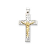 14k Two tone Crucifix Pendant