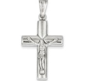 14k White Gold Reversible Crucifix  Cross Pendant