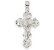 Sterling Silver Diamond Cut INRI Crucifix Pendant