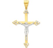 10k   Rhodium CZ Crucifix Pendant