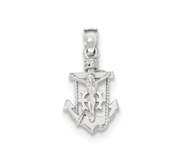 14k White Gold Polished Mariner Crucifix Pendant