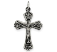 Sterling Silver Antiqued and Brushed INRI Crucifix Pendant