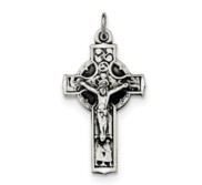 Sterling Silver Antiqued Irish 4 Way INRI Crucifix Cross Pendant