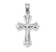 14k White Gold Reversible Crucifix  Cross Pendant