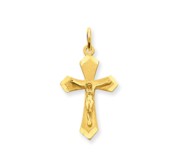 14k Satin   Diamond cut Crucifix Charm