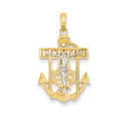 14k Two tone Mariner  s Crucifix Pendant