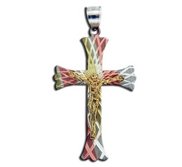 Sterling Silver Tri color Crucifix Cross Pendant