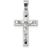 Sterling Silver Rhodium plated Polished INRI Latin Crucifix Pendant