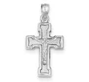 Sterling Silver Rhodium plated Hollow Latin Crucifix Pendant