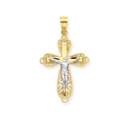 10k   Rhodium Filigree Crucifix Pendant