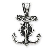 Sterling Silver Gold Mariner s Cross Pendant w  Cubic Zirconias