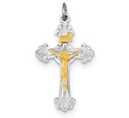 Sterling Silver Rhodium plated   Vermeil INRI Crucifix Charm