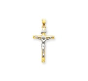 14k Two tone INRI Crucifix Pendant