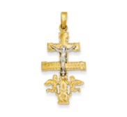 14k Two tone Cara Vaca Crucifix Pendant