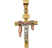 TRICOLOR CRUCIFIX W SHROUD PENDANT