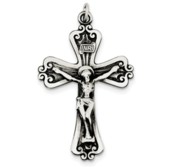 Sterling Silver Antiqued INRI Crucifix Pendant