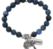 Two Decade Rosary Stretch Bracelet with Simulated Blue Lapis Beads