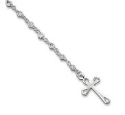 Sterling Silver   Freshwater Cultured Pearl Rosary Cross Bracelet