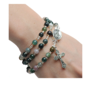 Twistable Full Rosary Bracelet with Simulated India Agate Beads