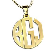 Circle Monogram 3 Letter Block Cut Out Pendant