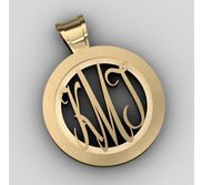 Round Monogram Script Cut Out Pendant