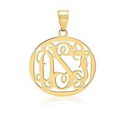 Round Vine Script 3 Letter Monogram Cut Out Pendant