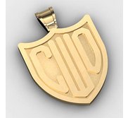 Badge Monogram 3 Letter Block Deep Engrave Pendant