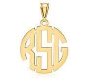 Round Block 3 Letter Monogram Cut Out Pendant