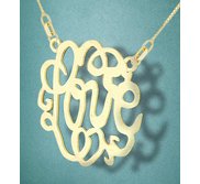 Round Fancy Script Love Monogram Cut Out Pendant