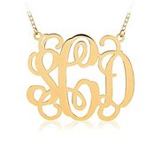 Outlined Vine Script 3 Letter Monogram Cut Out Pendant