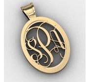 Oval Monogram 3 Letter Vine Cut Out Pendant