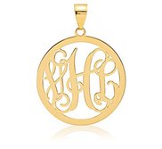 Round Vine Script 3 Letter Monogram Cut Out Pendant