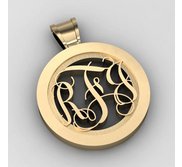 Round Monogram Vine 3 Letter Cut Out Pendant