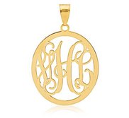 Oval Vine Script 3 Letter Monogram Cut Out Pendant