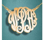 Round Fancy Script Monogram 3 Letter Cut Out Pendant