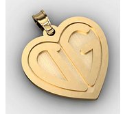 Heart Monogram 2 Letter Block Deep Engrave Pendant