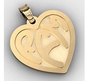 Heart Monogram 3 Letter Block Deep Engrave Pendant