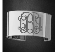 Sterling Silver Fancy Cuff Monogram Bangle Bracelet